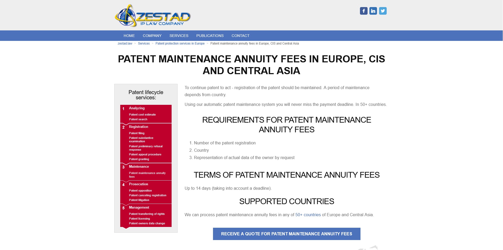 ZESTAD Patent Maintenance